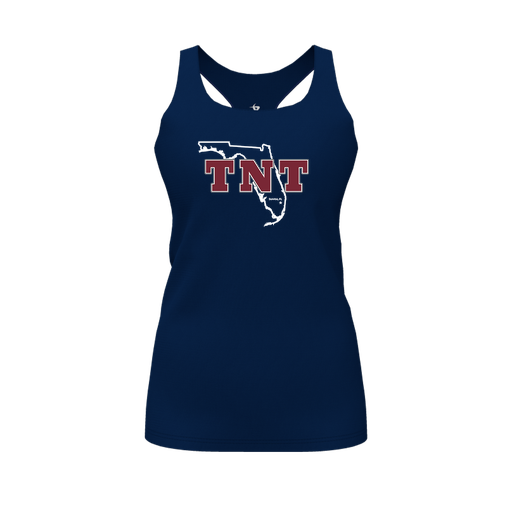 [CUS-DFW-RCBK-PER-NVY-FYS-LOGO2] Racerback Tank Top (Female Youth S, Navy, Logo 2)