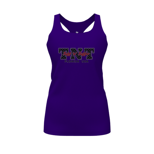 [CUS-DFW-RCBK-PER-PUR-FYS-LOGO1] Racerback Tank Top (Female Youth S, Purple, Logo 1)