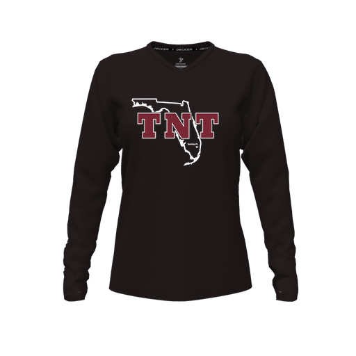 [FTLVCFBK-FYXS-LOGO2] Decker Comfort T-Shirt (Female Youth XS, Black, V Neck, Logo 2, Long Sleeve)