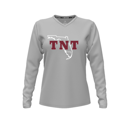 [FTLVCFGY-FYXS-LOGO2] Comfort T-Shirt (Female Youth XS, Gray, V Neck, Logo 2, Long Sleeve)