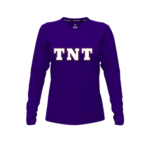 [FTLVCFPP-FYXS-LOGO3] Decker Comfort T-Shirt (Female Youth XS, Purple, V Neck, Logo 3, Long Sleeve)