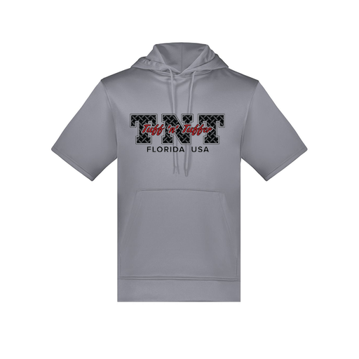 [6871.059.S-LOGO1] Men's Dri Fit Short Sleeve Hoodie (Adult S, Gray, Logo 1)